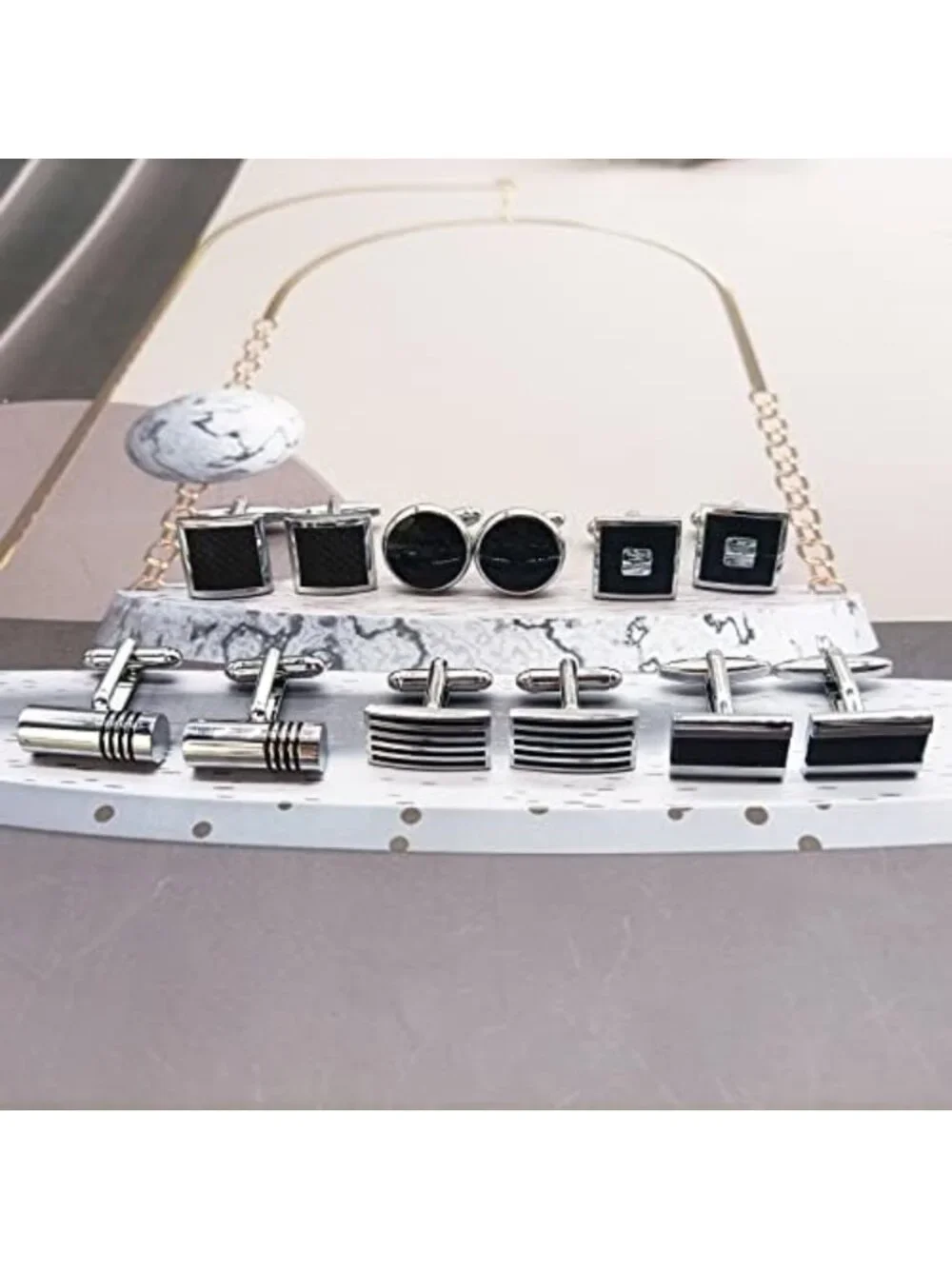 Classic Tone Cufflinks for Men - 12 Pairs Stylish Accessories for Formal Wear